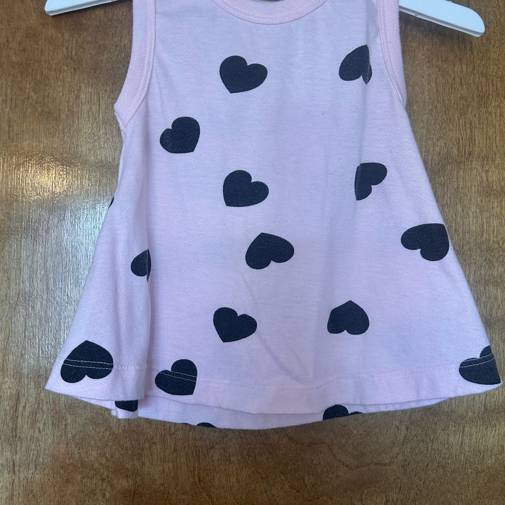 Little Miss Pink Tank Top with Black Hearts